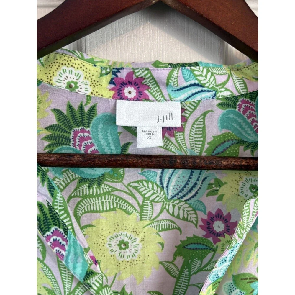 J Jill Silk Blend Light Airy Beach Summer Top Floral Oversized XL - 441 - Picture 2 of 7